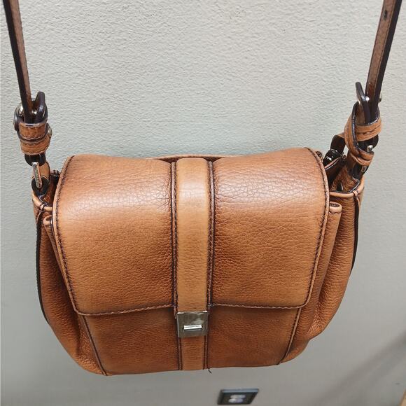 Brahmin Genuine Pebbled Leather Flap Shoulder Crossbody Bag Retro Twist Lock - Picture 4 of 15